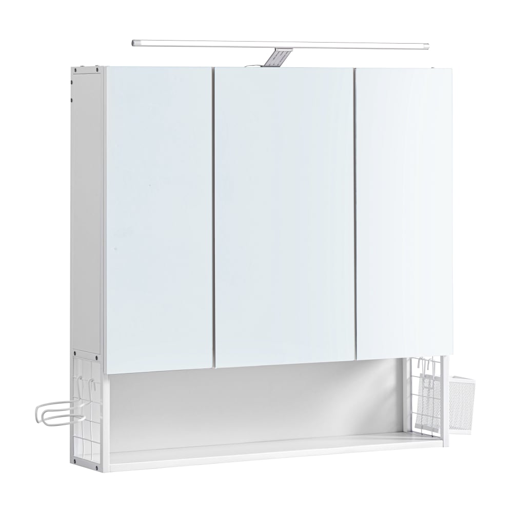 VASAGLE Meuble de salle de bain avec éclairage 70 x 16.3 x 70 cm blanc style contemporain Blanc Verre - 70x70x15cm