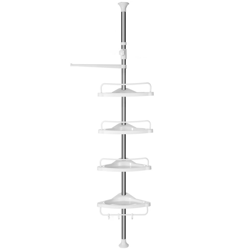 Étagère de douche 4 niveaux plastique acier blanc Étagère de douche 4 niveaux plastique acier blanc