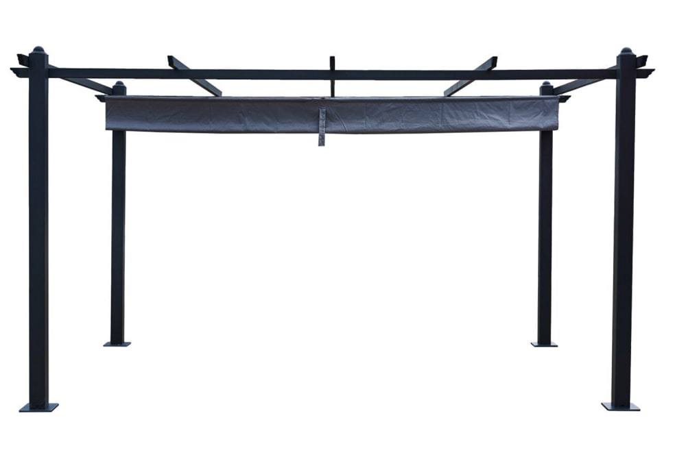 Pergola auto-portée 3 x 4 m avec toile rétractable grise
