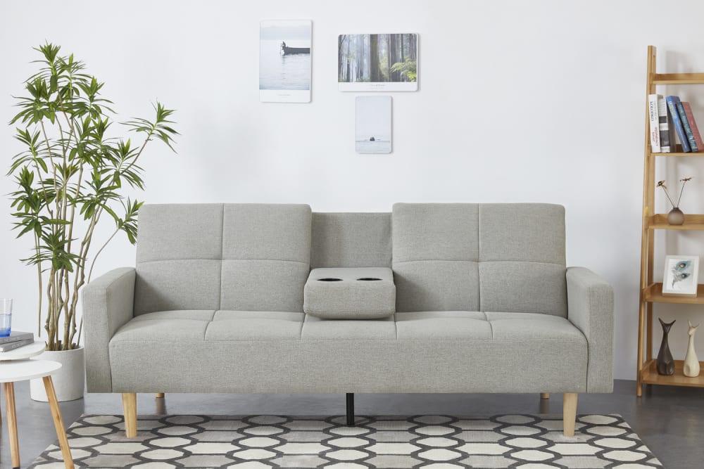 Canapé convertible 3 places en tissu gris - Maisons du Monde