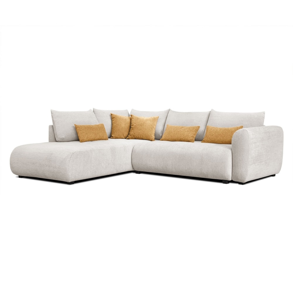 WOZIMO Ecksofa 5-Sitzer mit Schlaffunktion, grau Weiß