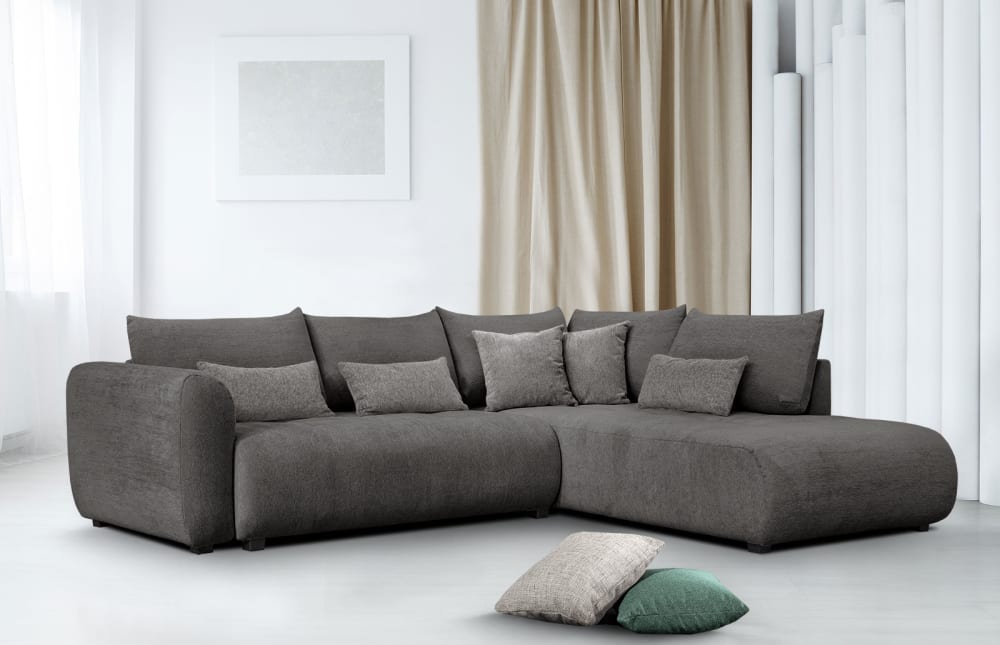 Ecksofa 5-Sitzer mit Schlaffunktion, grau - Maisons Du Monde
