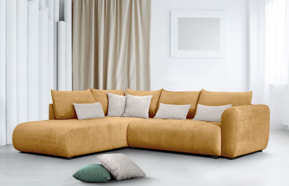 Ecksofa 5-Sitzer mit Schlaffunktion, gelb - Maisons Du Monde