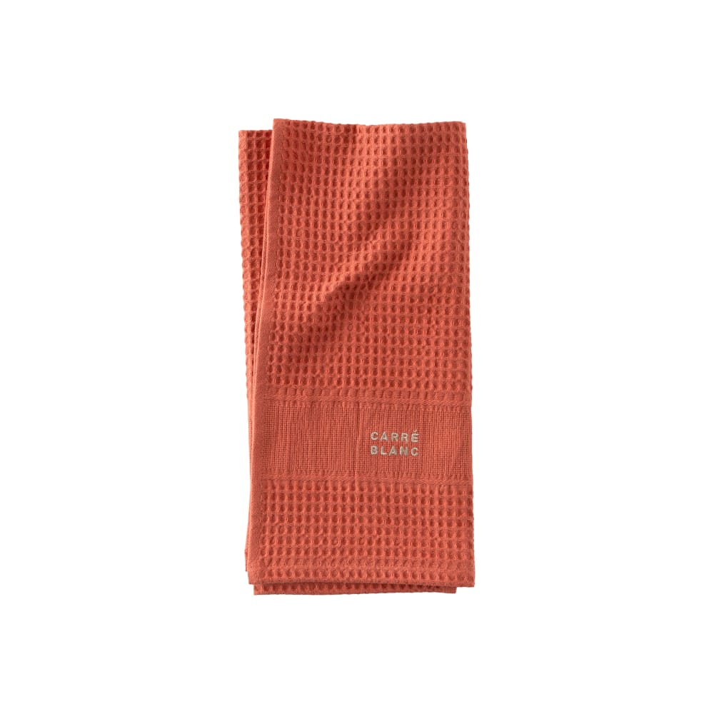 Torchon de cuisine nid d'abeille brodé rouge 50 x 70 cm