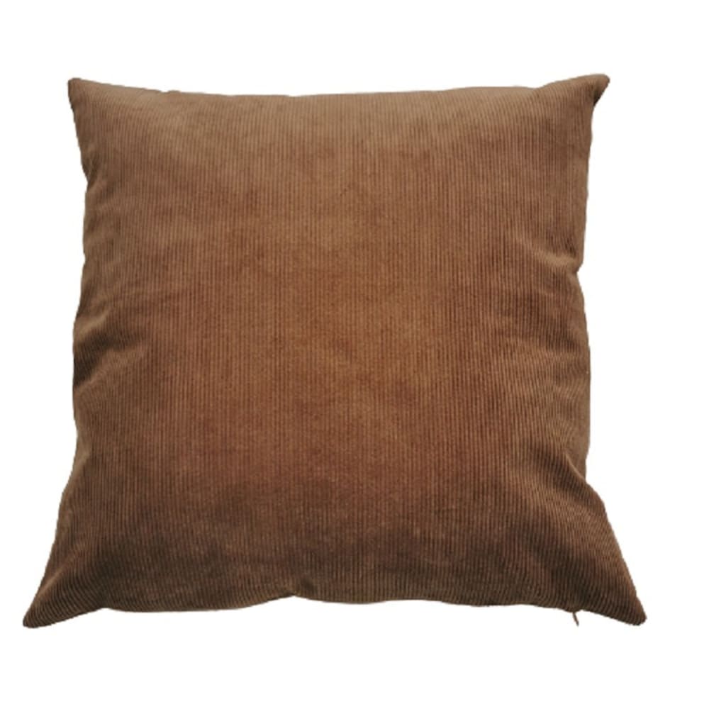 Fleur de Soleil Housse de coussin velours côtelé style classique chic Marron