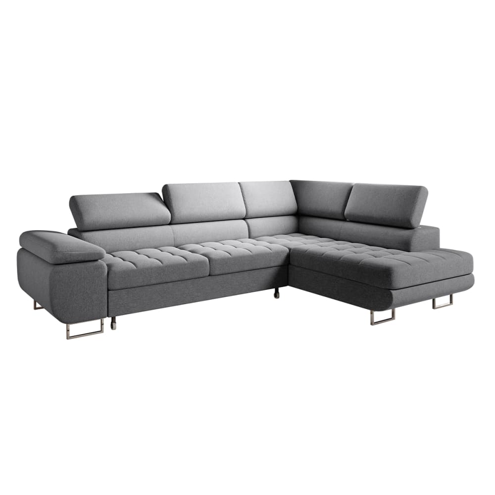 Canapé d'angle convertible droite 4 places tissu gris anthracite