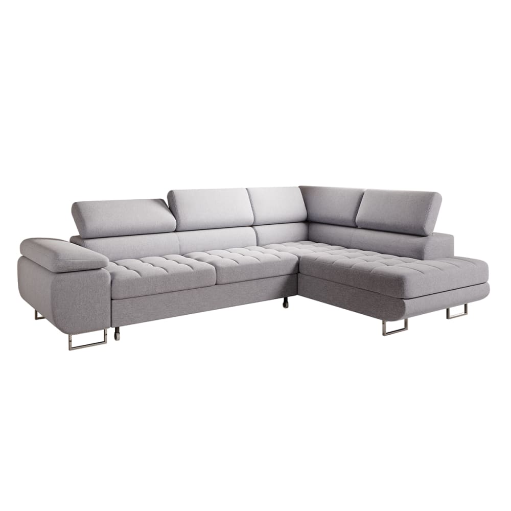 Canapé d'angle convertible droite 4 places tissu gris
