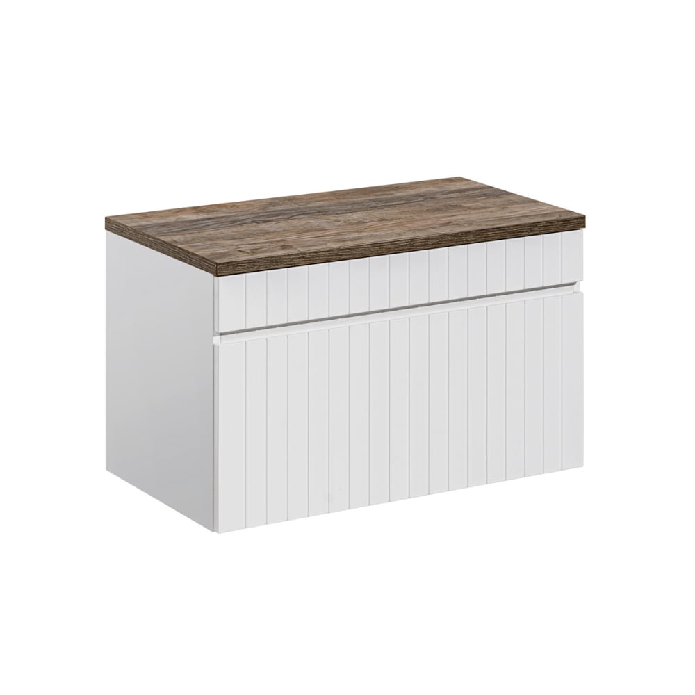 Petits meubles Waschtischunterschrank 80cm Laminierte Platten Weiß Weiß Spanplatte