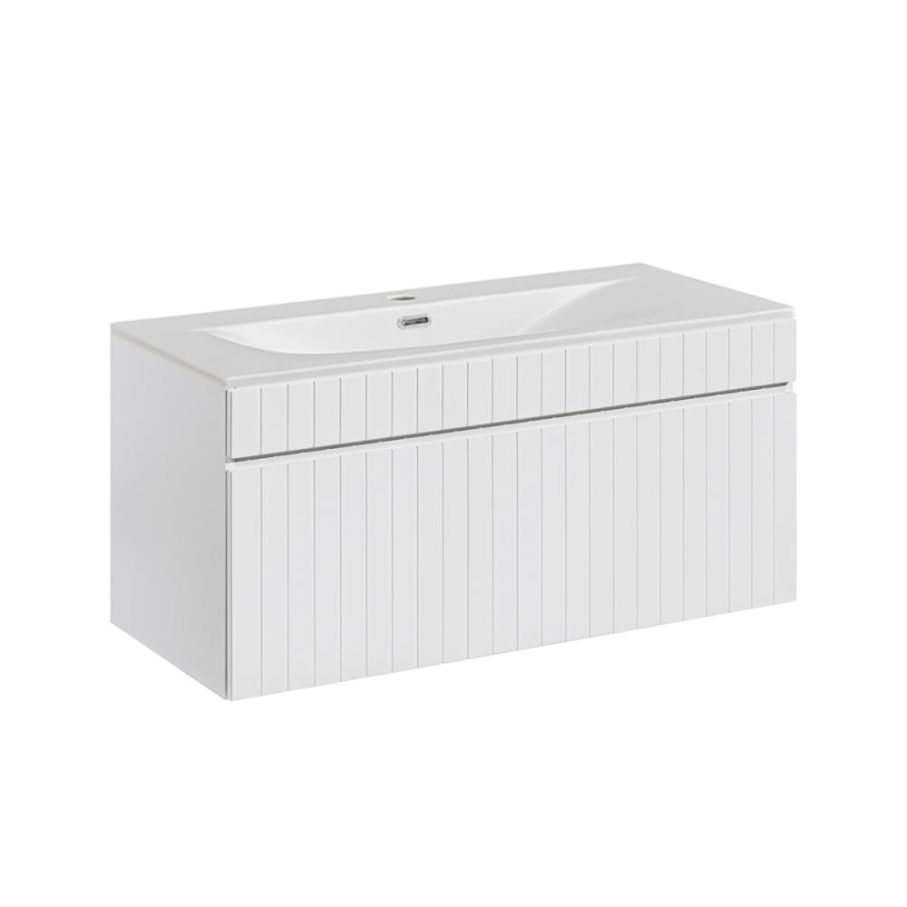 mueble lavabo individual encastrado tableros laminados blanco