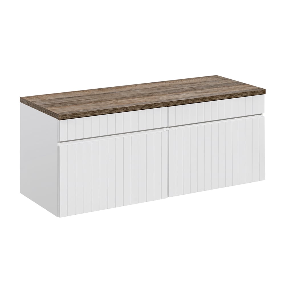 Petits meubles Waschtischunterschrank 120cm Laminierte Platten Weiß Weiß Spanplatte