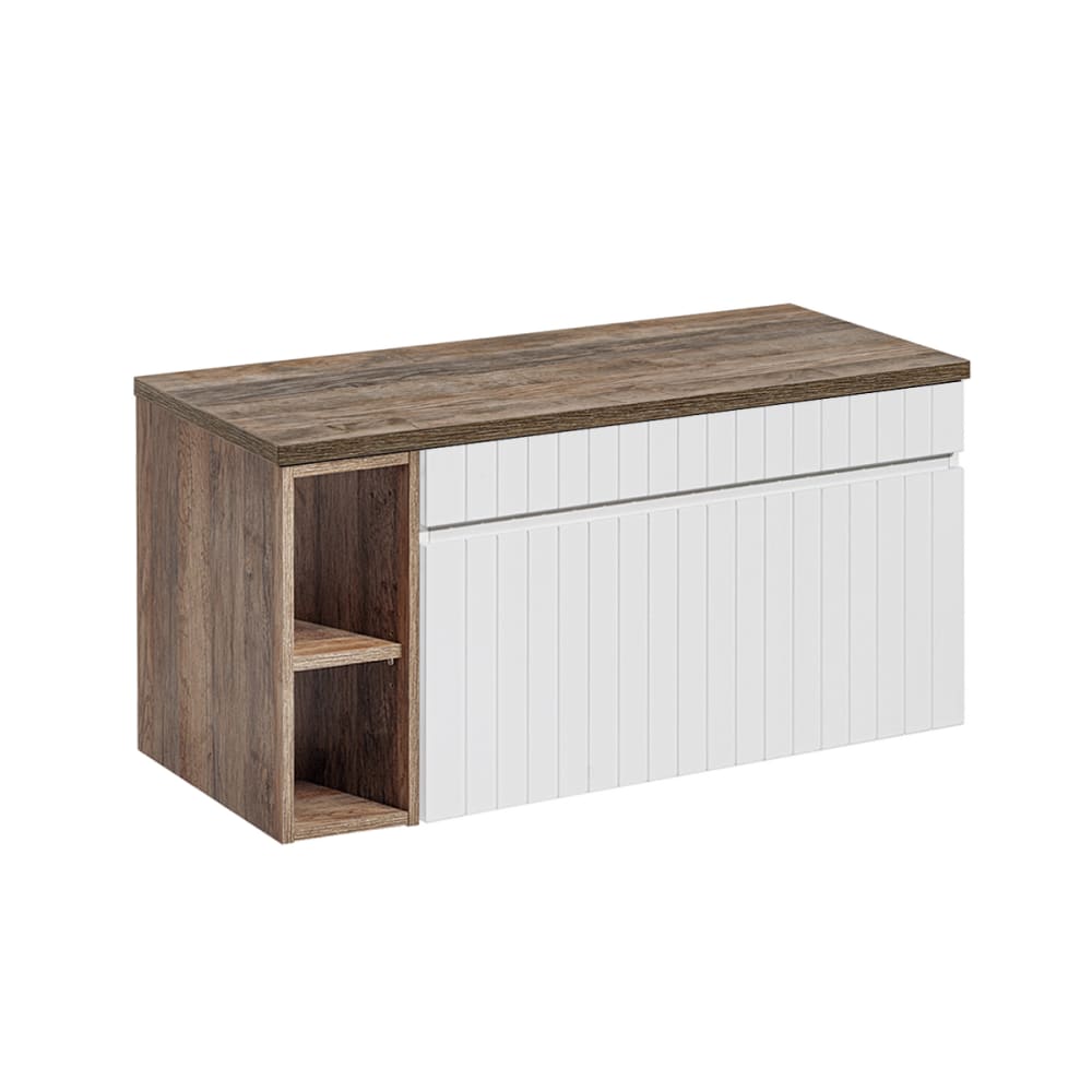 Petits meubles Waschbeckenunterschrank 100cm Laminierte Platten Weiß Weiß Spanplatte