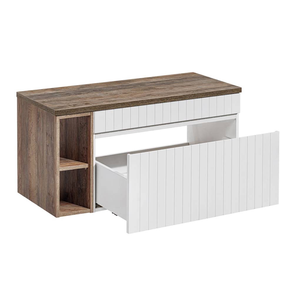 Waschbeckenunterschrank 100cm Laminierte Platten Weiß - Maisons