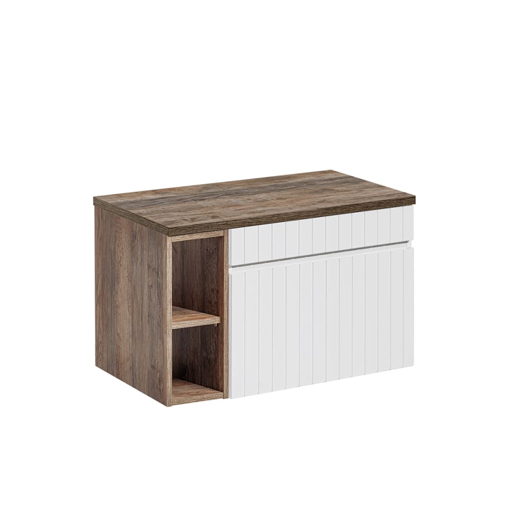Petits meubles Waschbeckenunterschrank 80cm Laminierte Platten Weiß Weiß Spanplatte