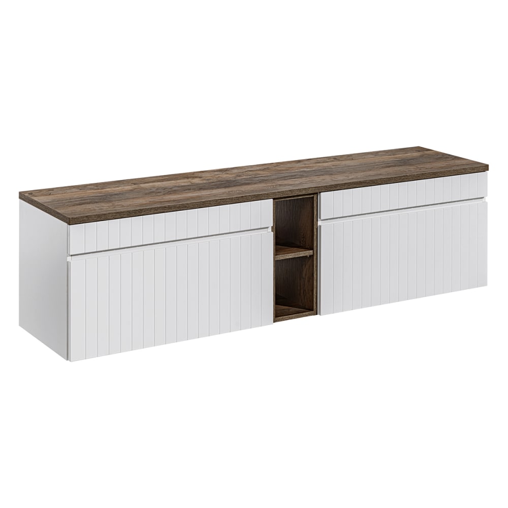 Petits meubles Waschbeckenunterschrank 180cm Laminierte Platten Weiß Weiß Spanplatte