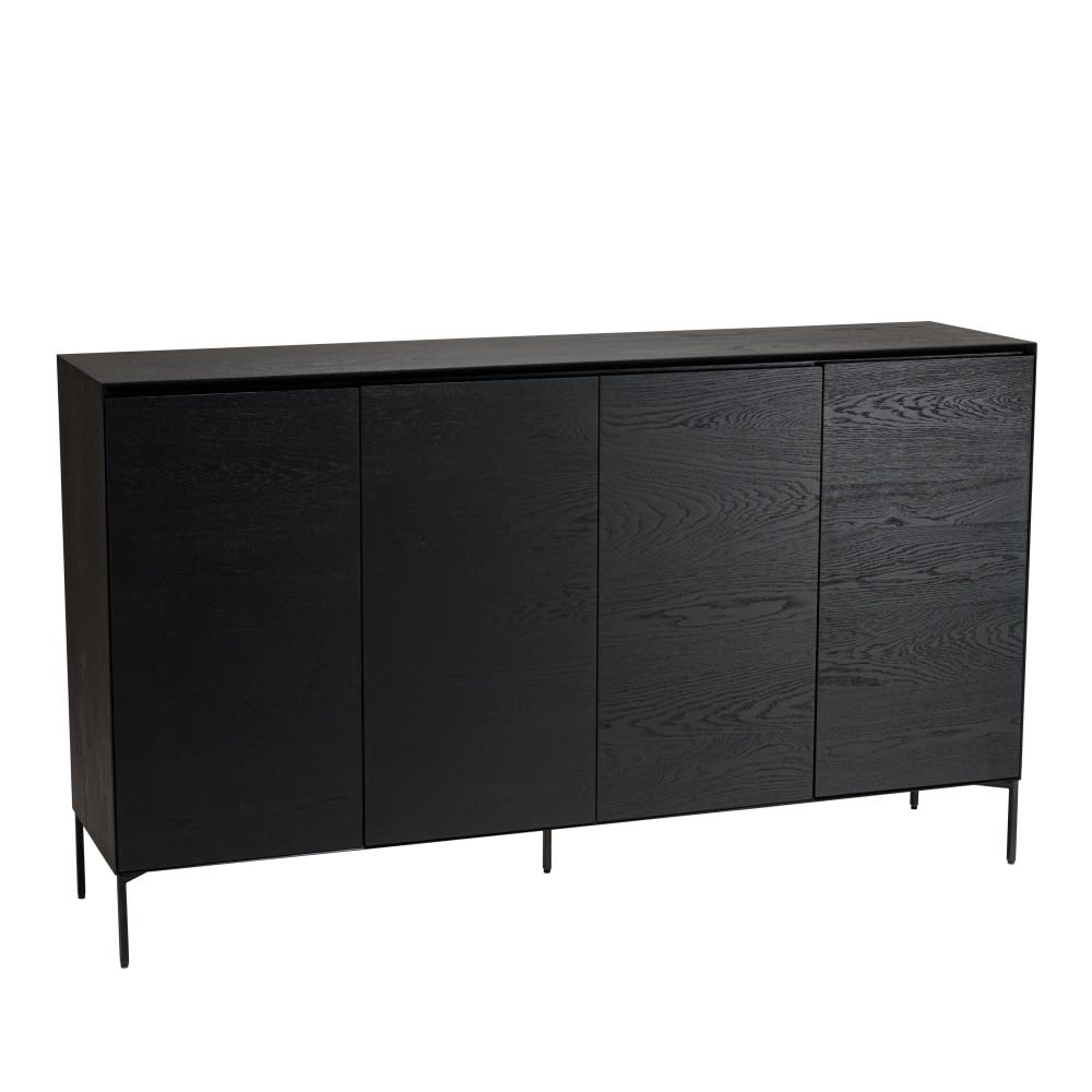 MACABANE Sideboard schwarz 4 Türen 6 Regale Füße Metall schwarz style classic chic - Holz