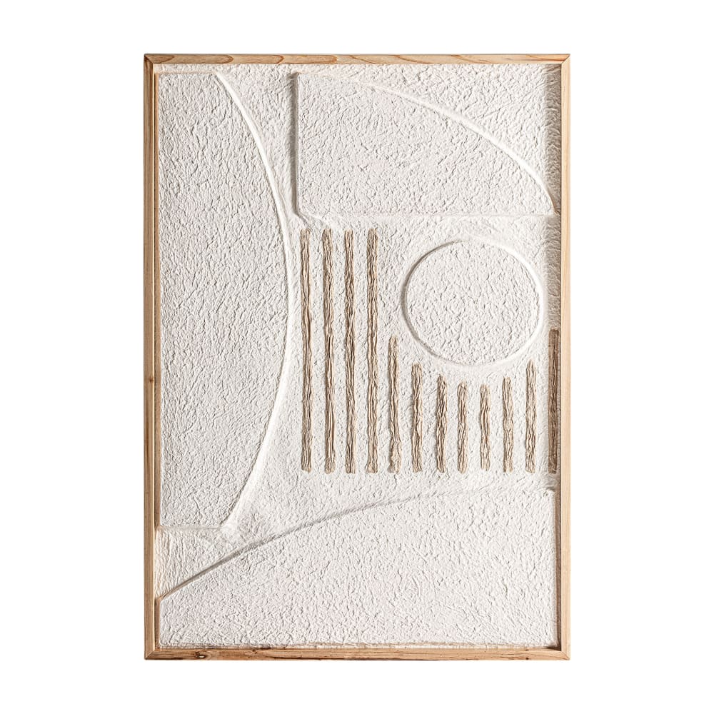 Tableau en papier mache blanc artisanal  65x2x95cm