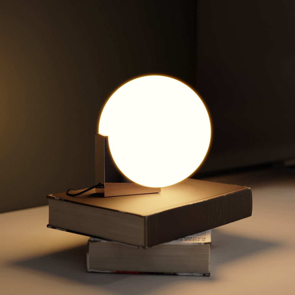 Lampe de table sphérique chrome et verre opalin tactile ip44 1xg9 — vue 3