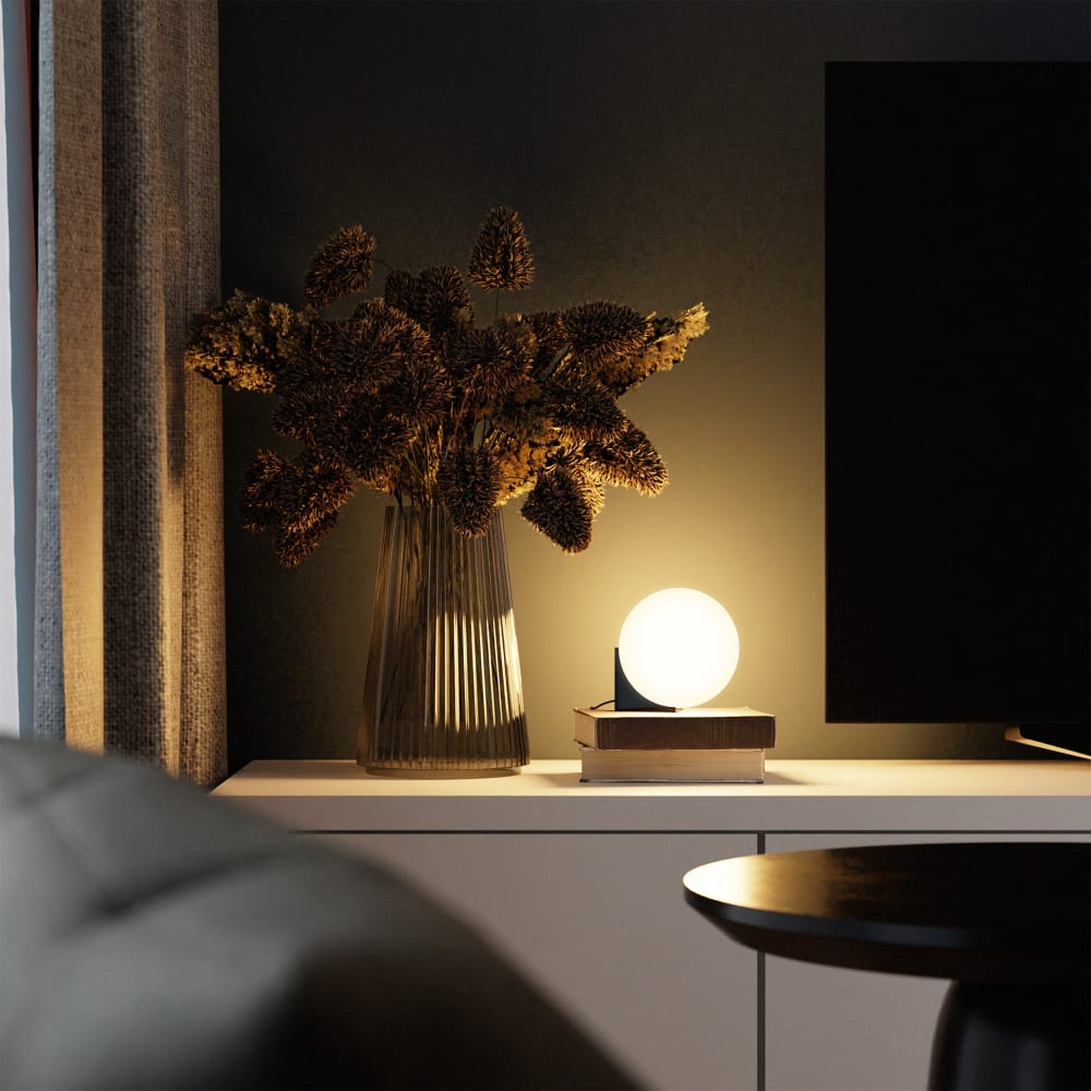 Lampe de table avec base en verre noir brillant — vue 3