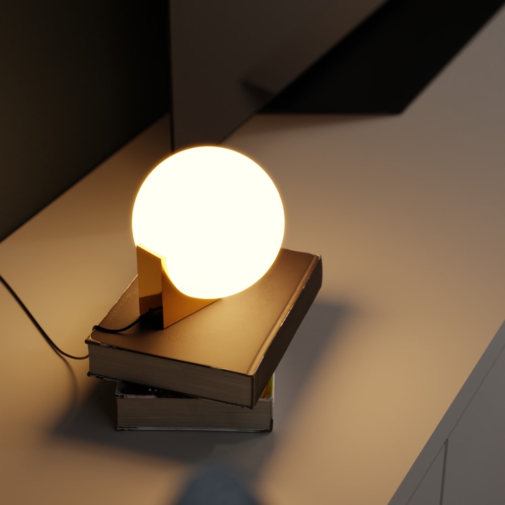 Lampe de table tactile bronze et verre opalin ip44 1xg9 — vue 3