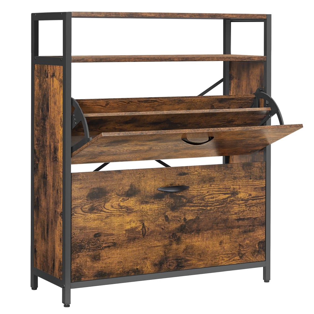 Meuble à chaussures avec 2 abattants 10-16 paires marron rustique