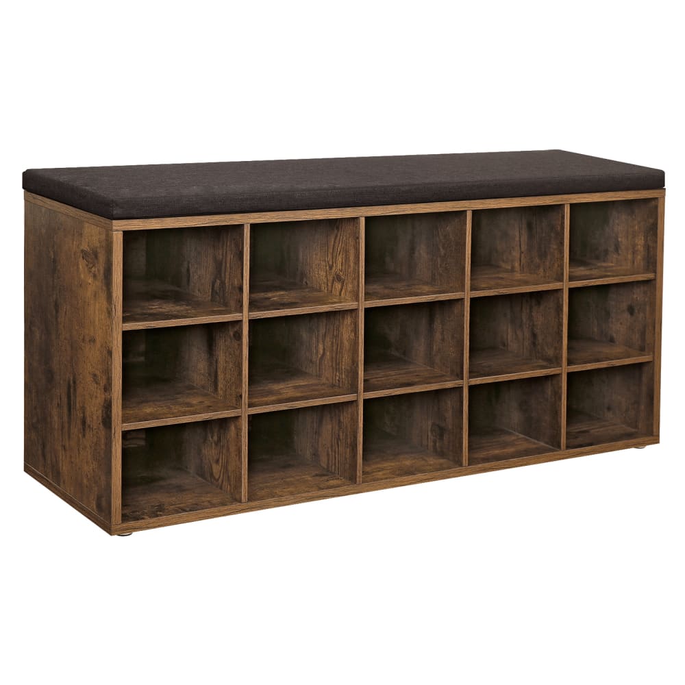 VASAGLE Banc à chaussures rangement avec siège rembourré marron style contemporain Marron Bois - 105x48x30cm