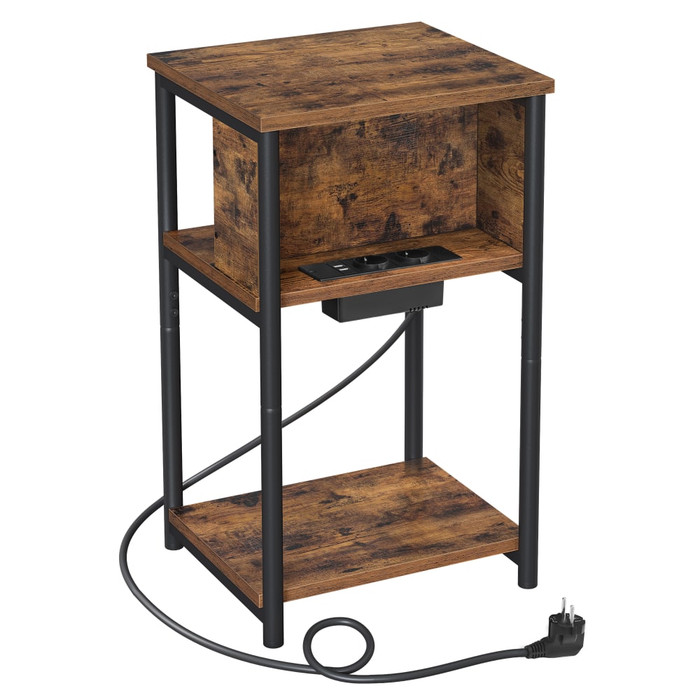 Bouts de canapé avec multiprise effet bois marron rustique