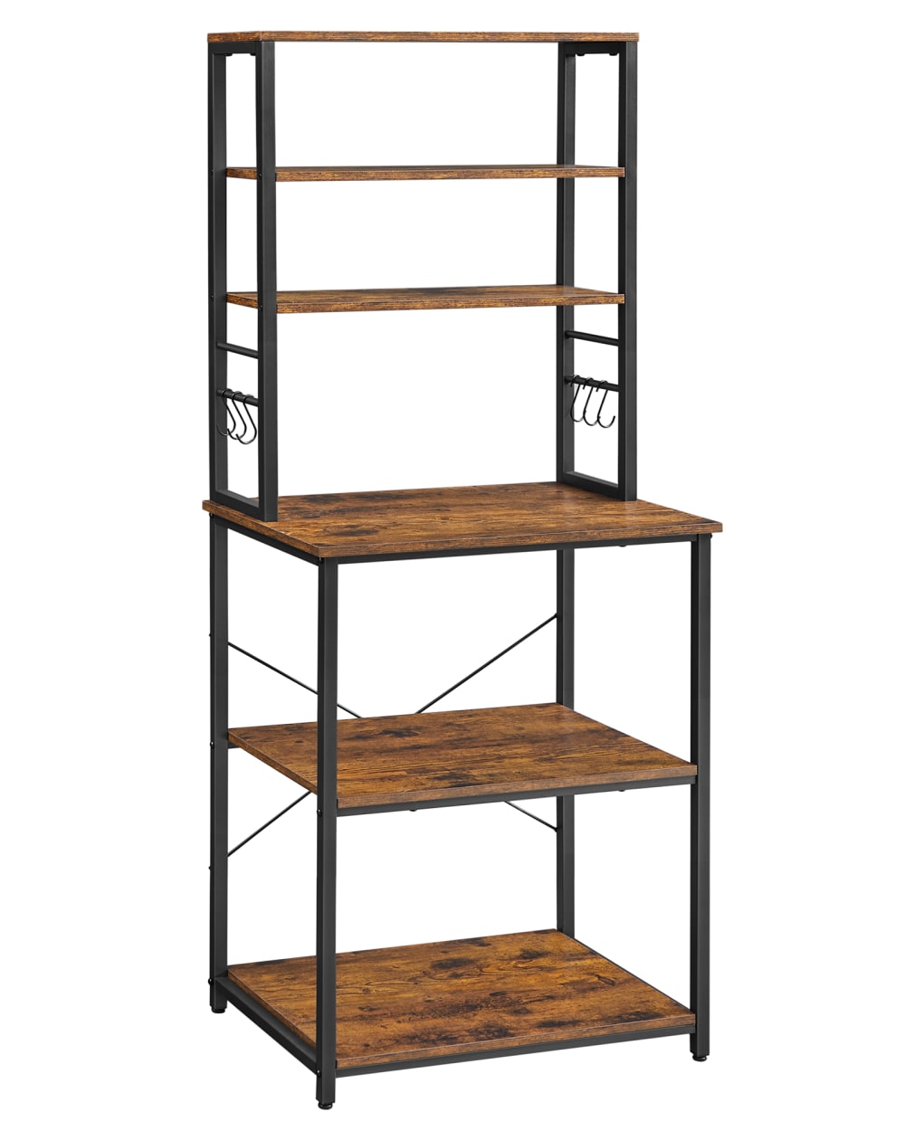 Étagère de cuisine micro onde 60 x 40 x 167 cm marron et noir Étagère de cuisine micro onde 60 x 40 x 167 cm marron et noir