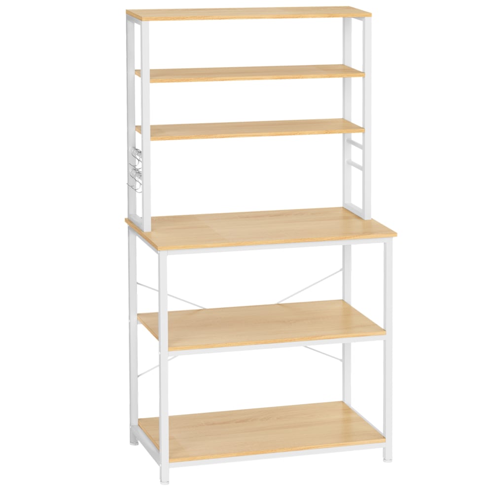 Étagère de cuisine micro onde rangement 80 x 40 x 167 cm doré et blanc Étagère de cuisine micro onde rangement 80 x 40 x 167 cm doré et blanc