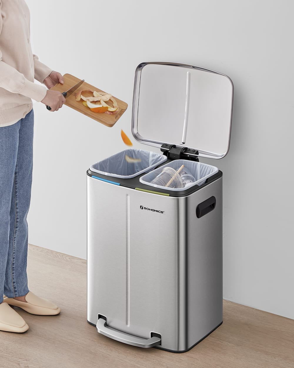 Poubelle de tri 2 x 20L acier argent