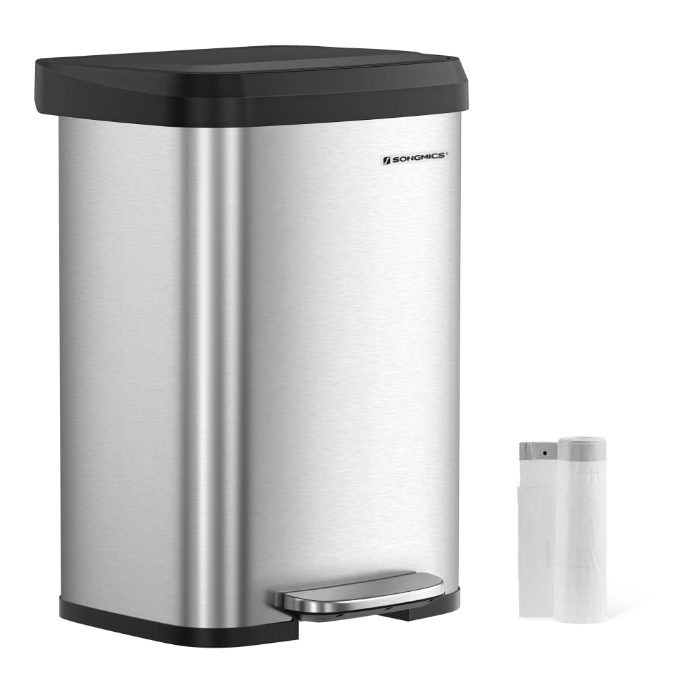 Poubelle à pédale 50L - argent