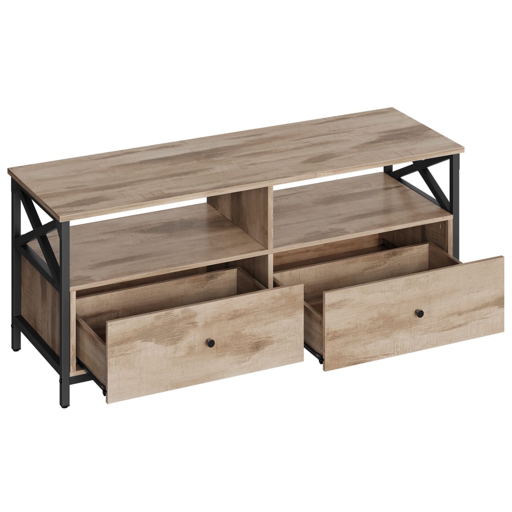 Meuble TV 2 tiroirs effet bois marron chêne