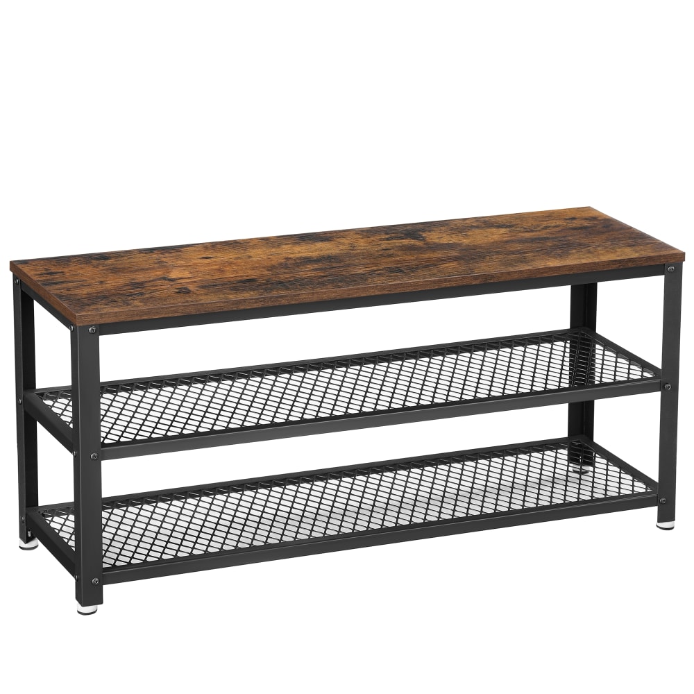 VASAGLE Banc de rangement à chaussures étagère 100 x 30 x 45 cm marron et noir style industriel Marron Panneau De Particules - 100x45x30cm