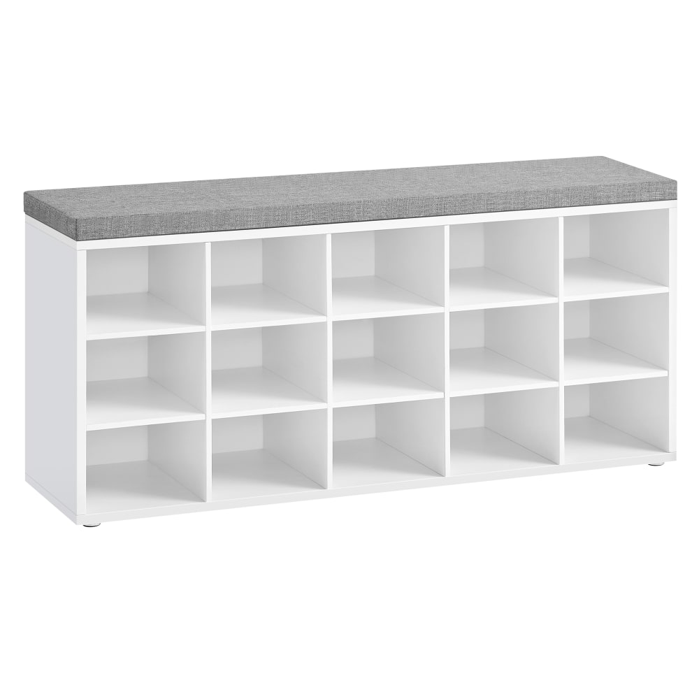 VASAGLE Banc à chaussures rangement avec siège rembourré blanc style contemporain Blanc Panneau De Particules - 105x48x38cm