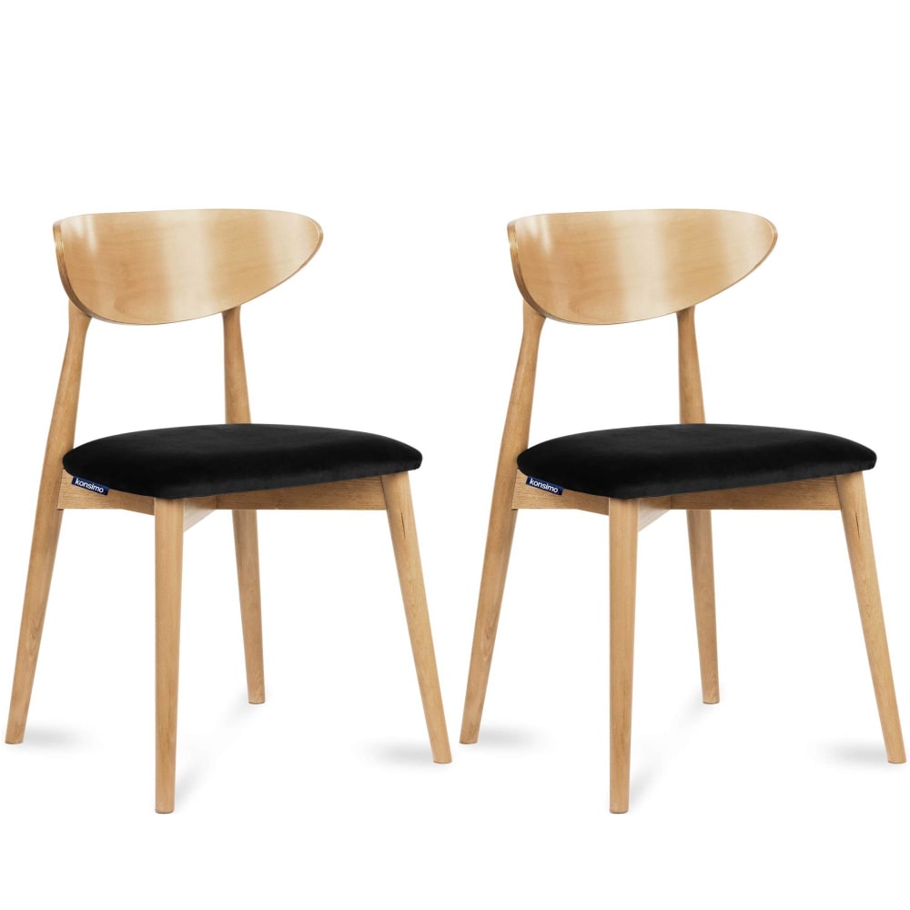 KONSIMO 2er Set Esszimmerstühle, Gestell aus Massivholz, schwarz style classic chic - -