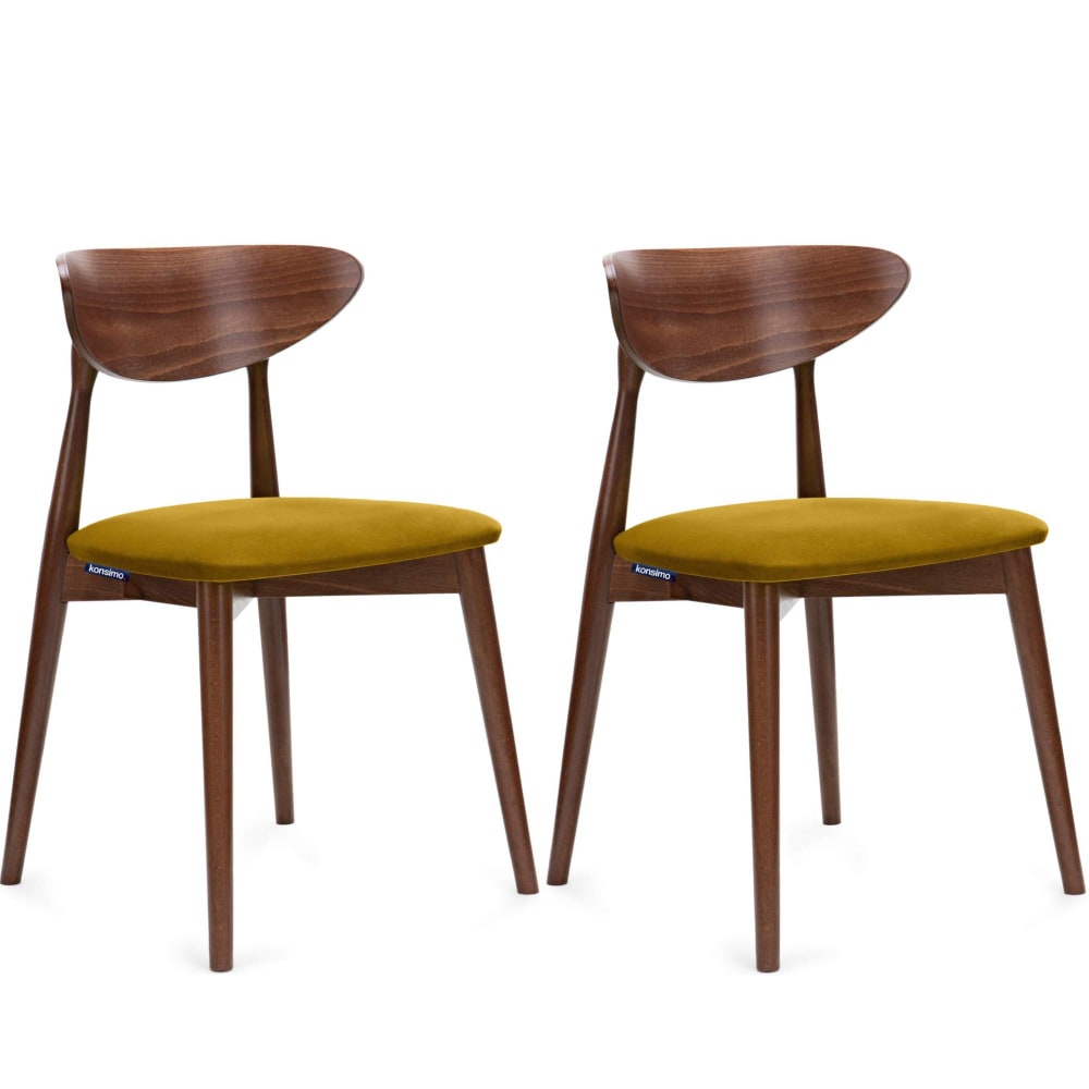 KONSIMO 2er Set Esszimmerstühle, Gestell aus Buche Massivholz, gelb style classic chic - -