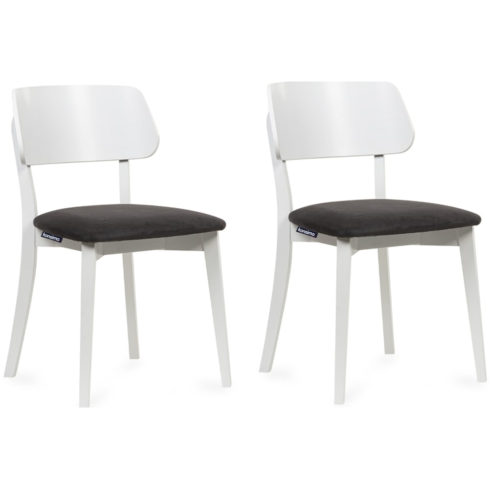 KONSIMO 2er Set Esszimmerstühle, Gestell aus Massivholz, Velour-Sitz, grau style classic chic - -