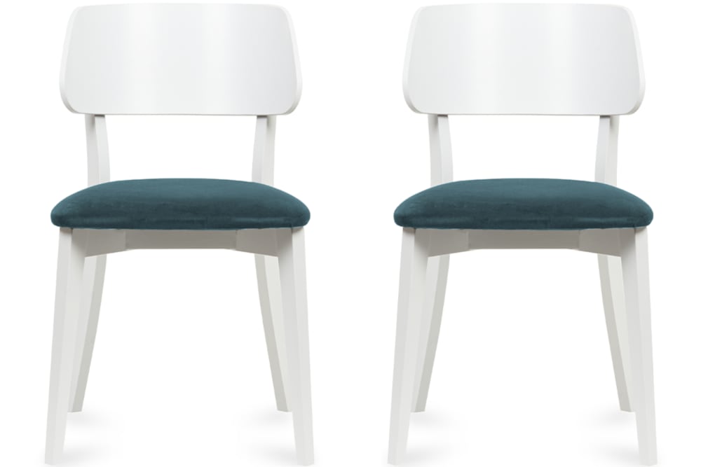 2er Set Esszimmerstühle, Gestell aus Massivholz, Velour-Sitz,