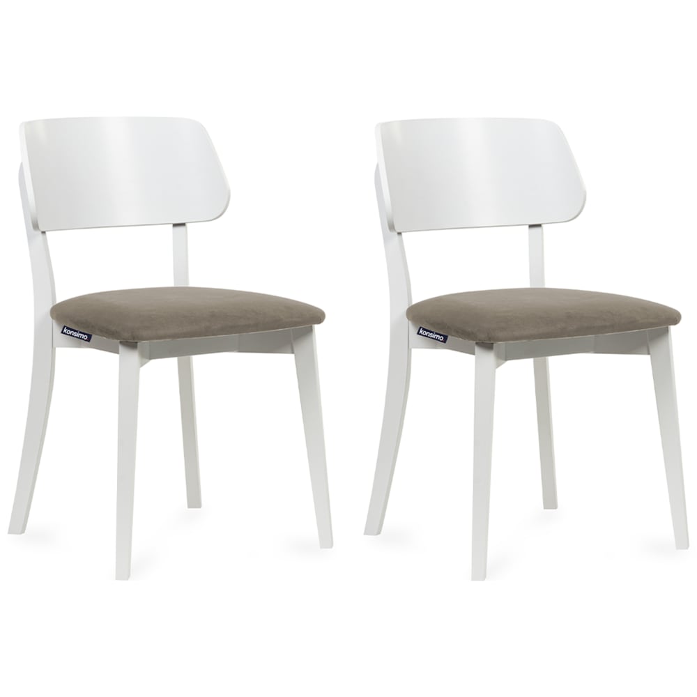 KONSIMO 2er Set Esszimmerstühle, Gestell aus Massivholz, Velour-Sitz, beige style classic chic - -