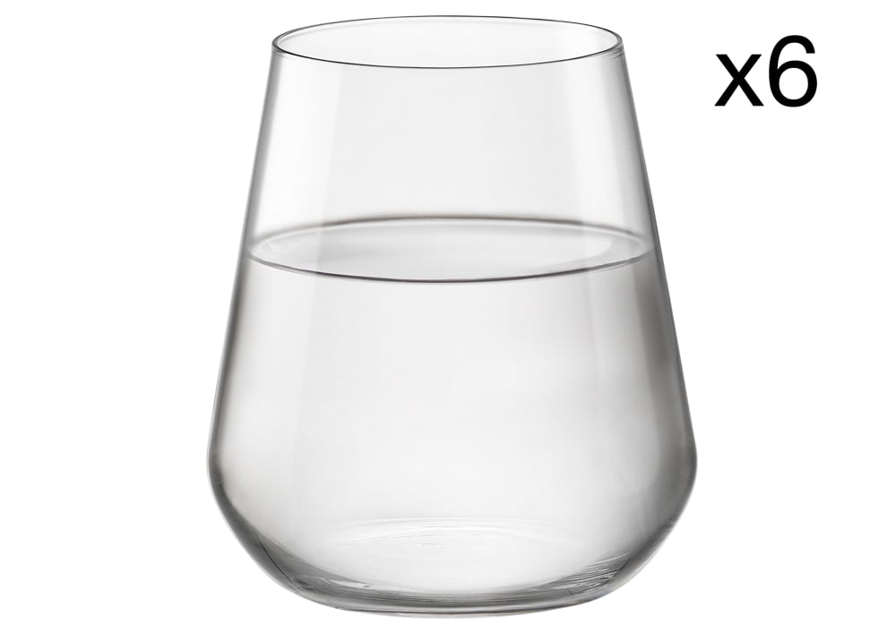 Lot de 6 Verres à eau, transparent, 46 cl