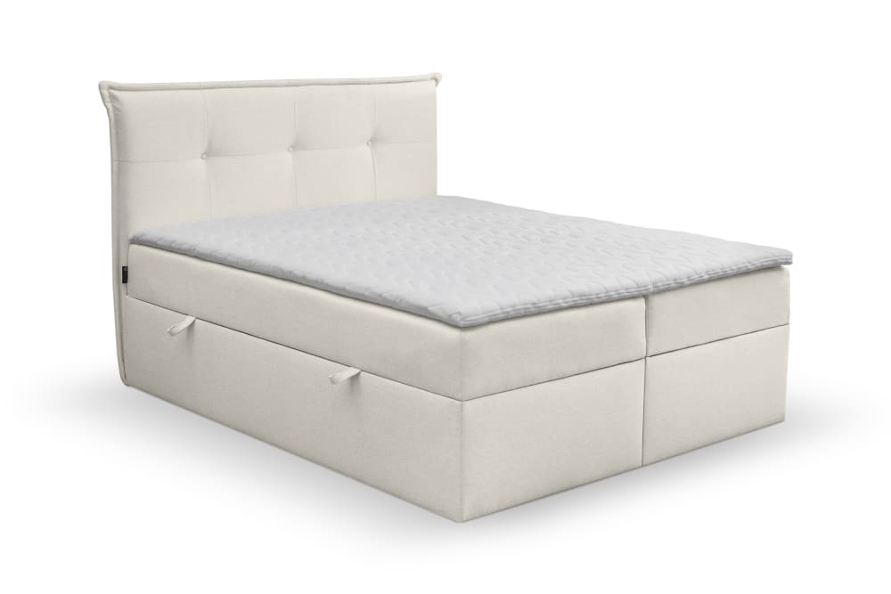 Maison de Reve Boxspringbett mit Kopfteil aus Webstoff, 160x200 cm Beige Öko-Tex Zertifikat