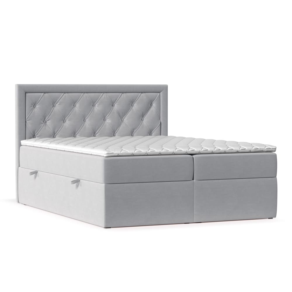 Maison de Reve Boxspringbett mit Kopfteil aus Samtstoff, 180x200 cm Grau Öko-Tex Zertifikat