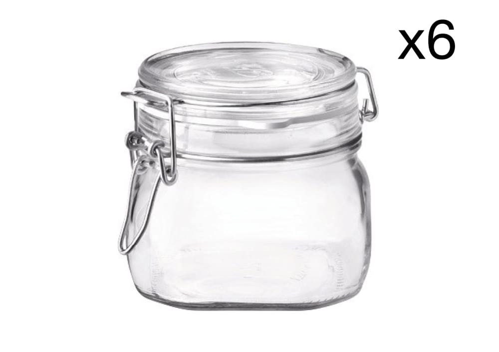 Lot de 6 Bocaux hermétique en Verre, transparent, 500 ml Lot de 6 Bocaux hermétique en Verre, transparent, 500 ml