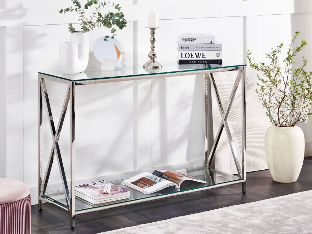 Console verre de sécurité argenté