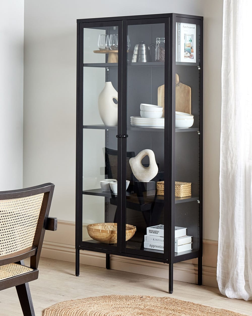 Armoire vitrine métal 80 cm noir