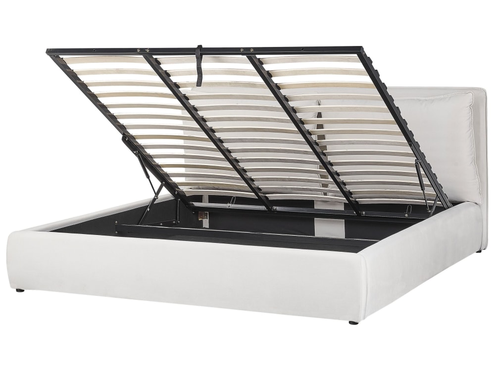 Lit double en tissu blanc 180x200