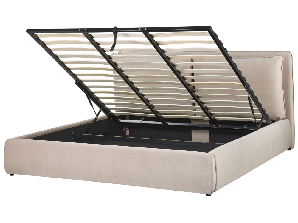 Doppelbett Aus Stoff 180X200, Beige