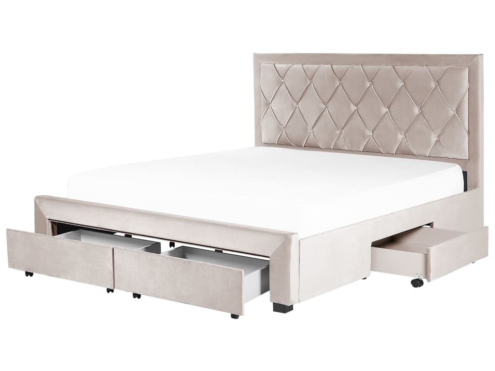Doppelbett Aus Stoff 180X200, Beige