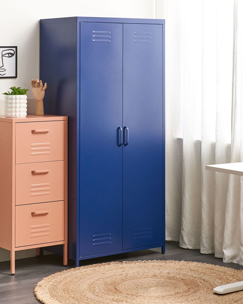 Meuble de rangement métal bleu marine