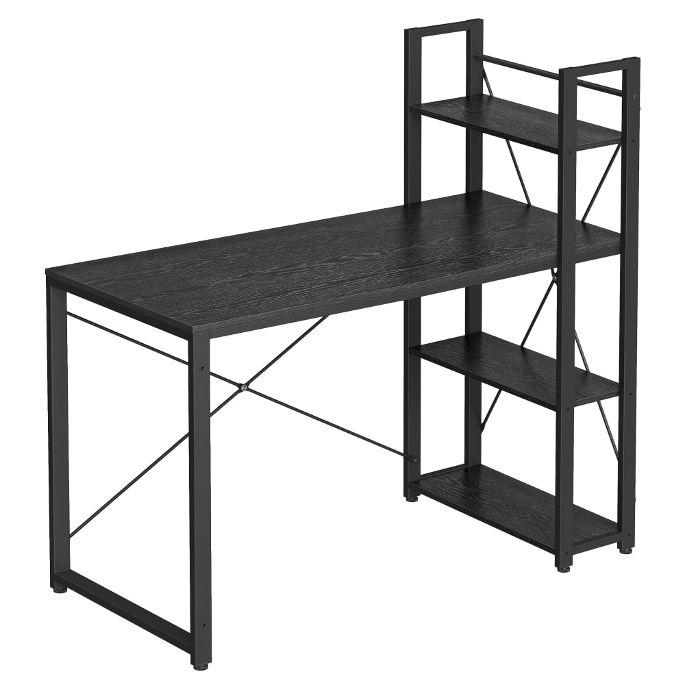 VASAGLE Table d'ordinateur avec étagères réversibles à gauche 120 cm noir style industriel Noir Bois - 120x120x60cm
