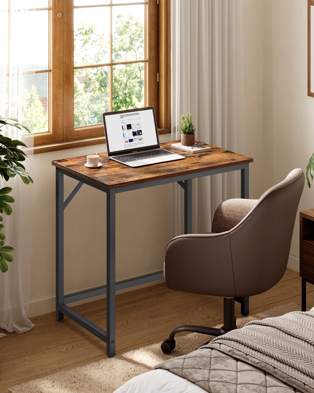 Bureau d'ordinateur pour chambre salon 50 x 100 x 76 cm marron et noir - Maisons du Monde